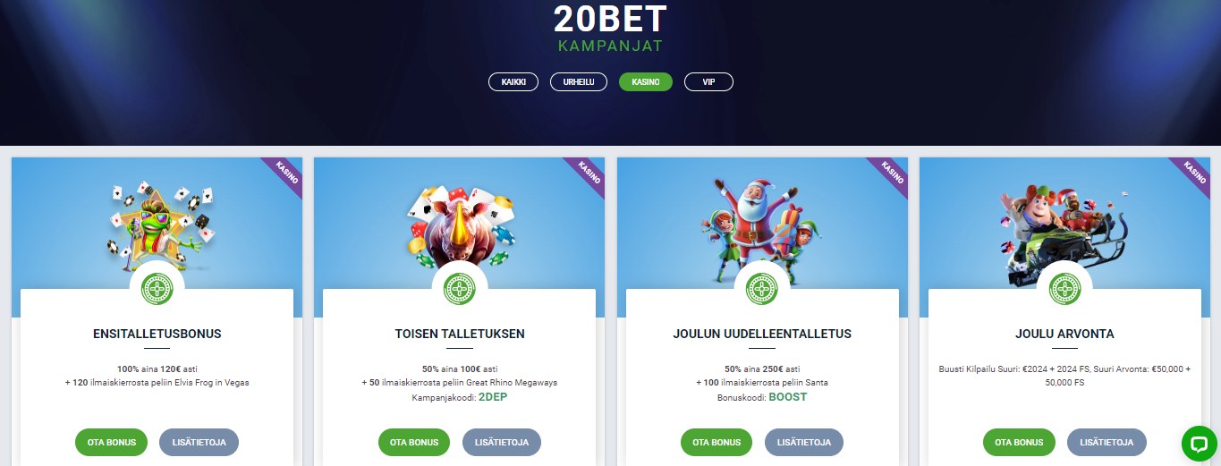 20Bet Casino Bonuses FI