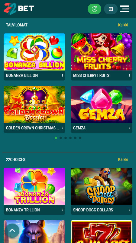 22Bet casino games
