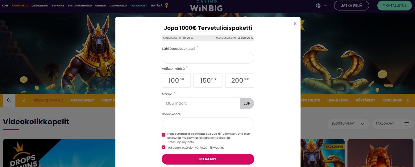 CasinoWinBig Casino Registration, allbets.tv