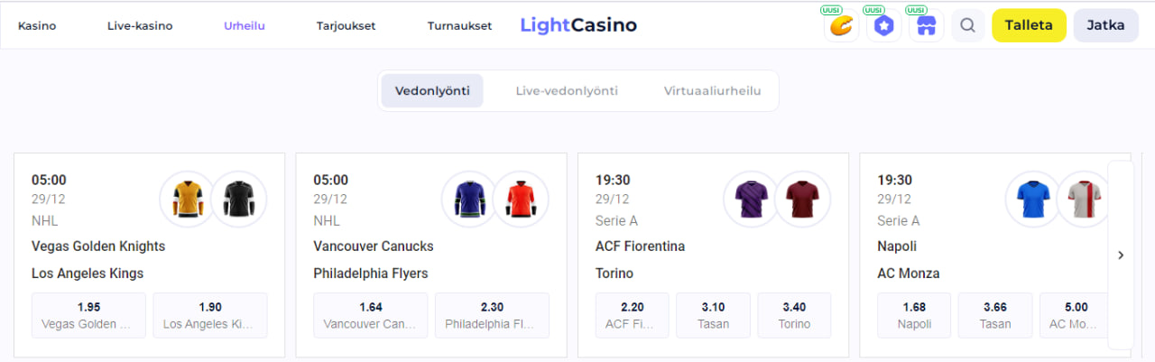 Light vedonlyönti arvostelu