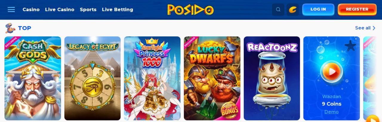 Pelivalikoima Posido Casinolla