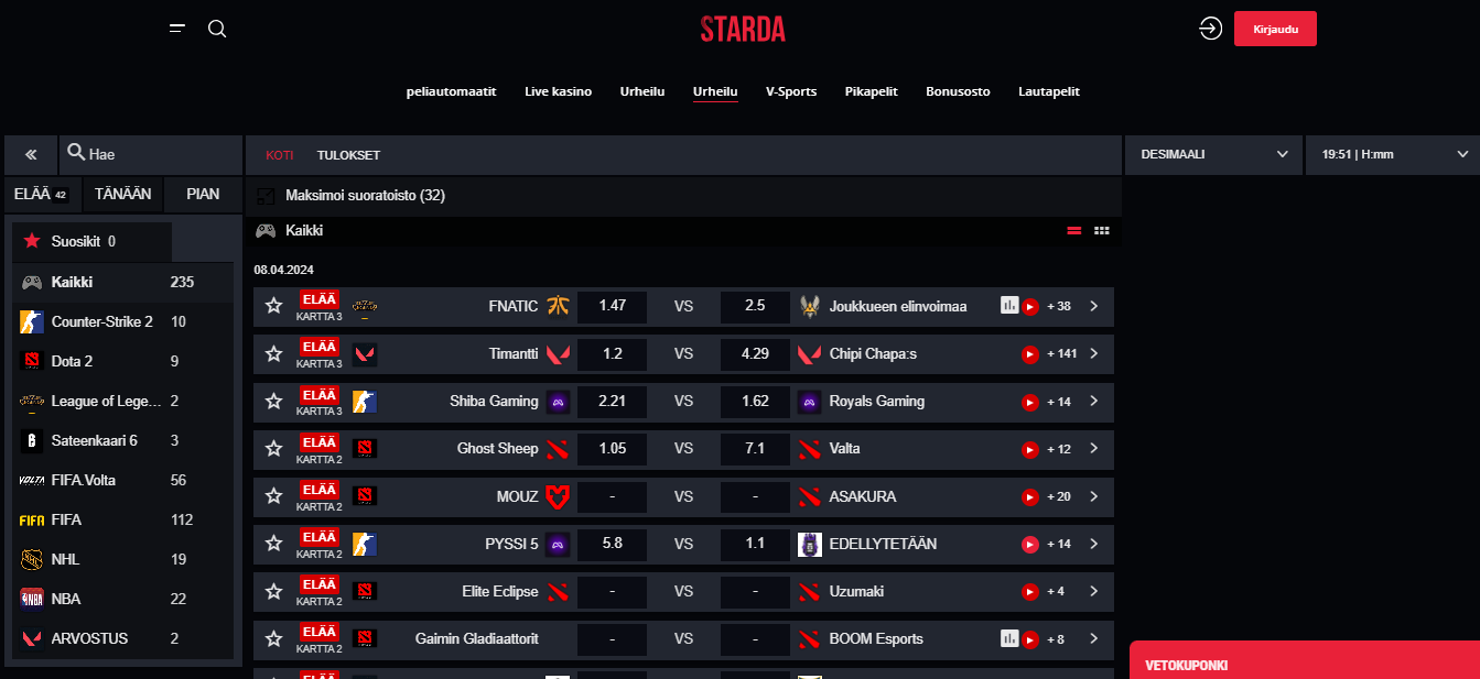 Starda eSport Betting, sportwettenvergleich.tv