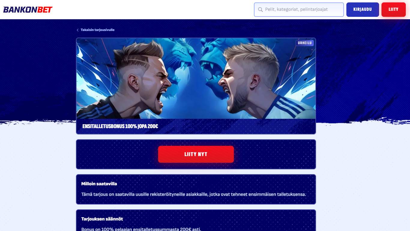 Bankonbet Bookmaker Welcome Sport Betting Bonus Finland, vedonlyontisivustot.tv