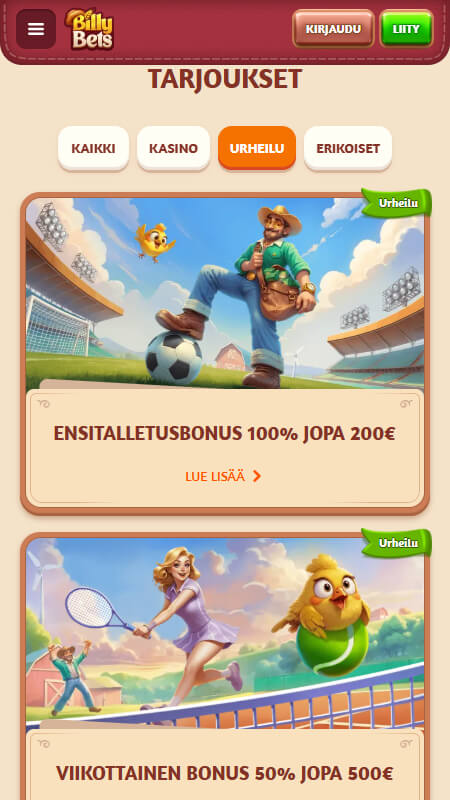 Bonukset ja Kampanjat BillyBets