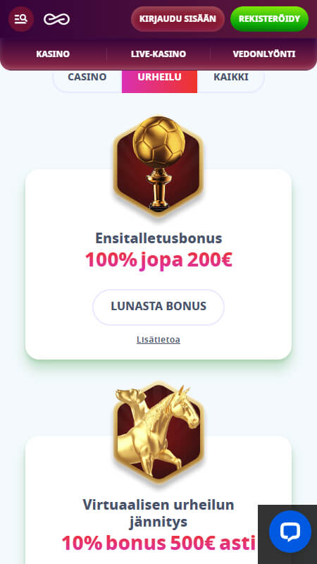 Casino Infinity Tervetulobonus