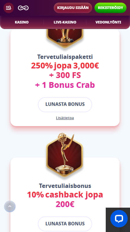 Casino Infinity bonuses