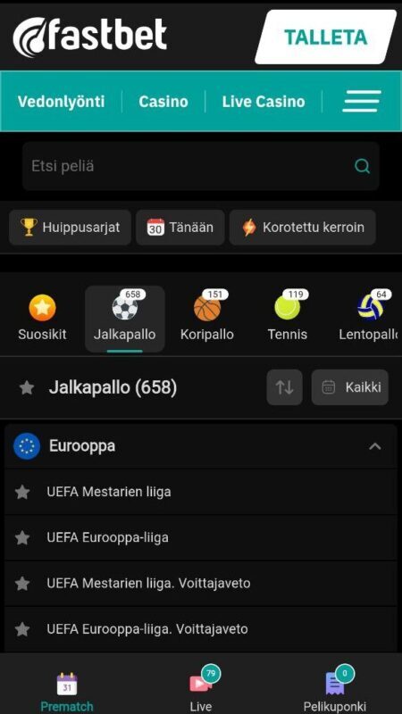 Vedonlyöntimarkkinat FastBet 