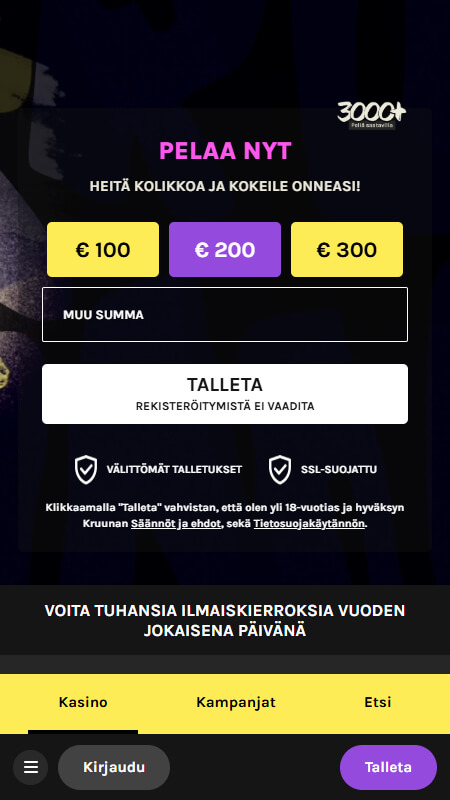 Kruuna casino main page