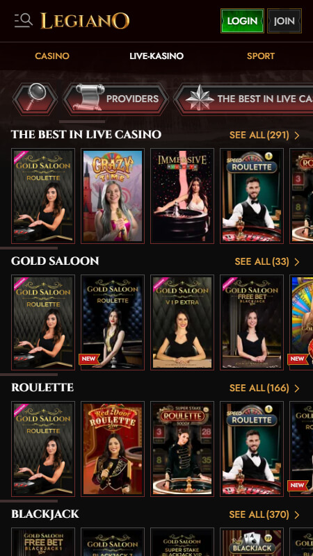 Legiano live casino