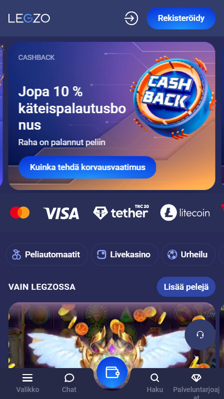 Legzo Bookmaker Cashback bonus