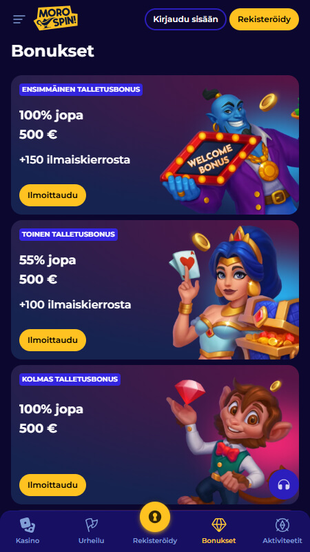 MoroSpin sports betting bonuses