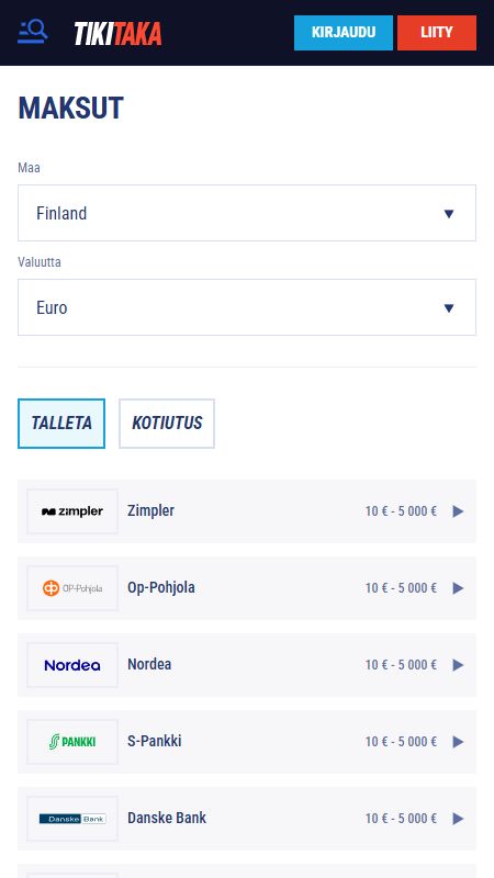 tikitaka payments methods