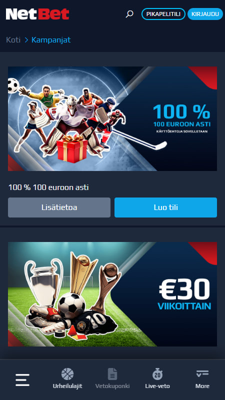 NetBet vedonlyönti bonus