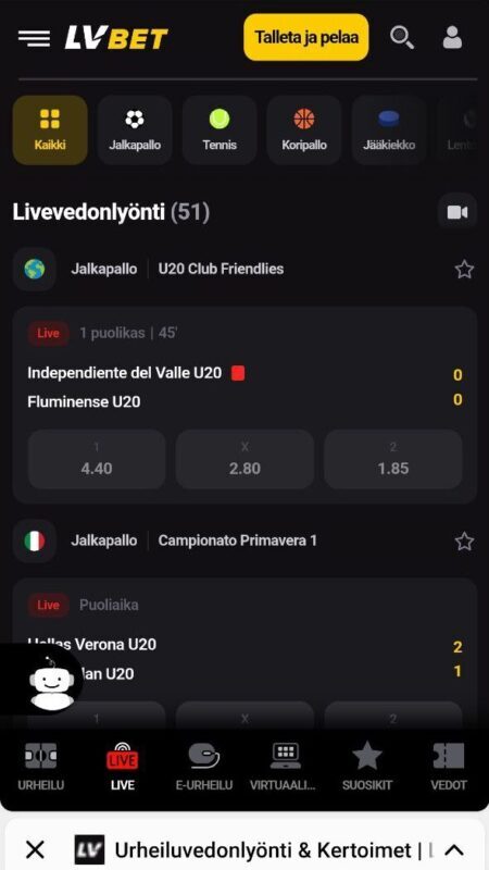 LVBET Live-vedonlyönti ja suoratoisto