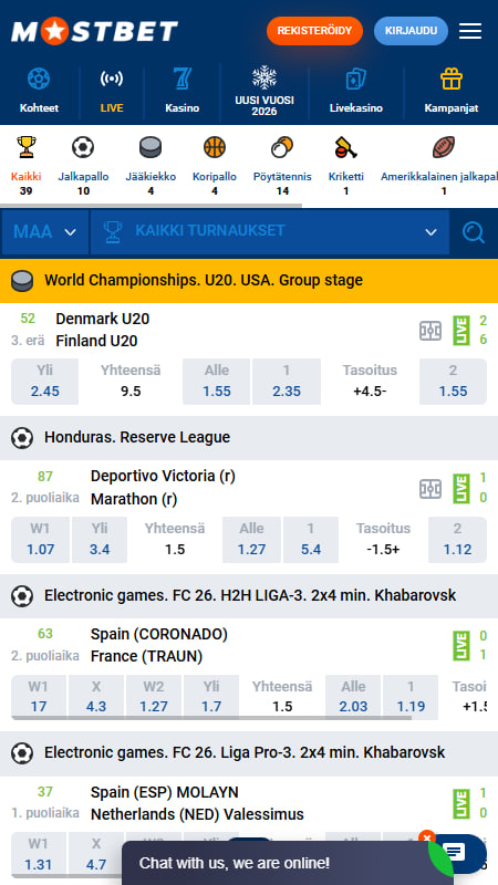 MostBet Live-vedonlyönti