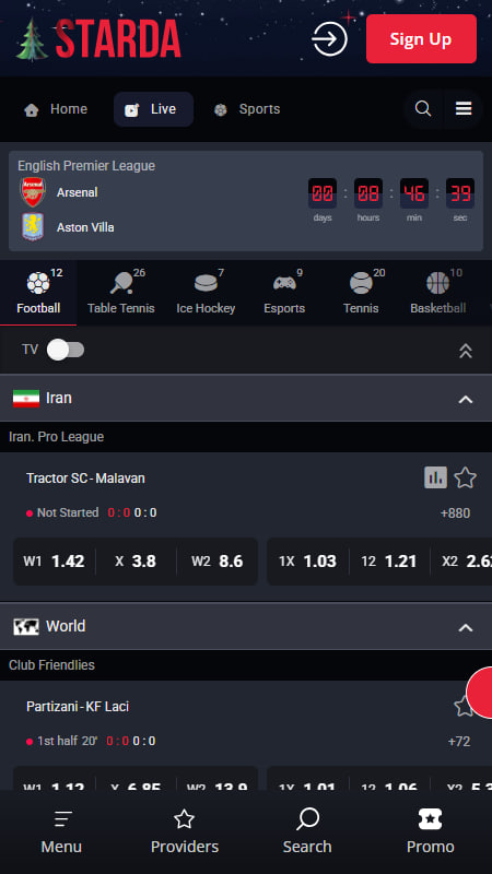 Live vedonlyönti Starda 