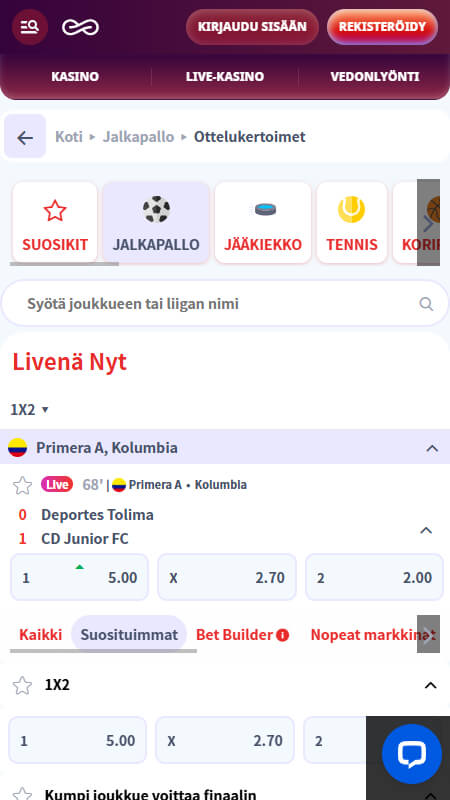 Casinoinfinity Live-vedonlyönti