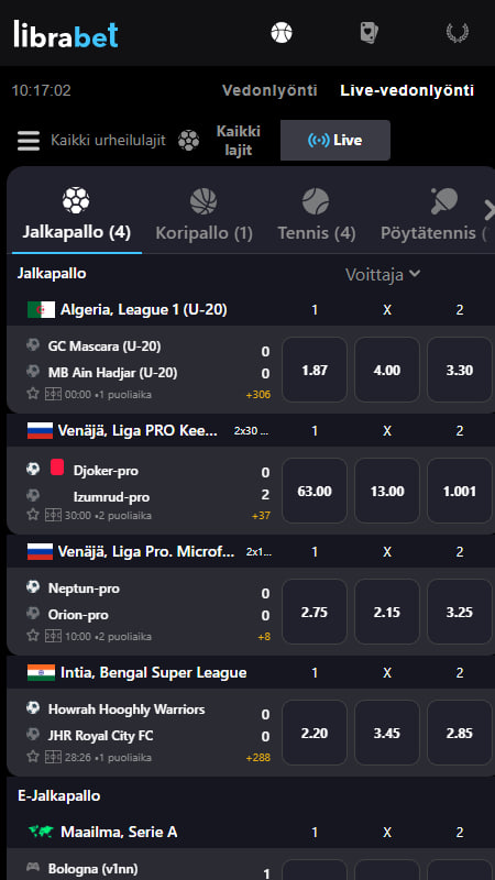 Librabet Live-vedonlyönti