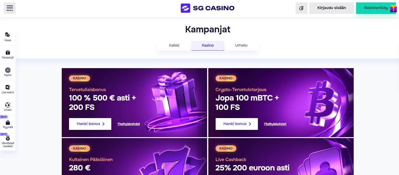 SG Casino Bonuses Finland