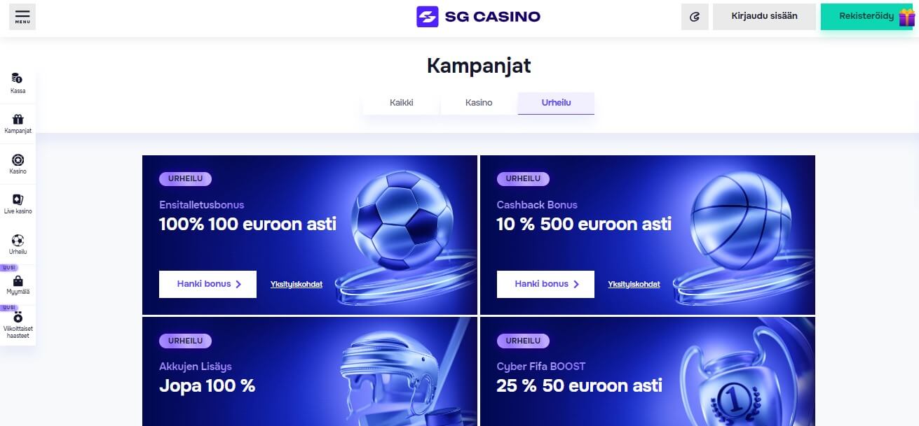 SG Sport Betting Bonuses Finland