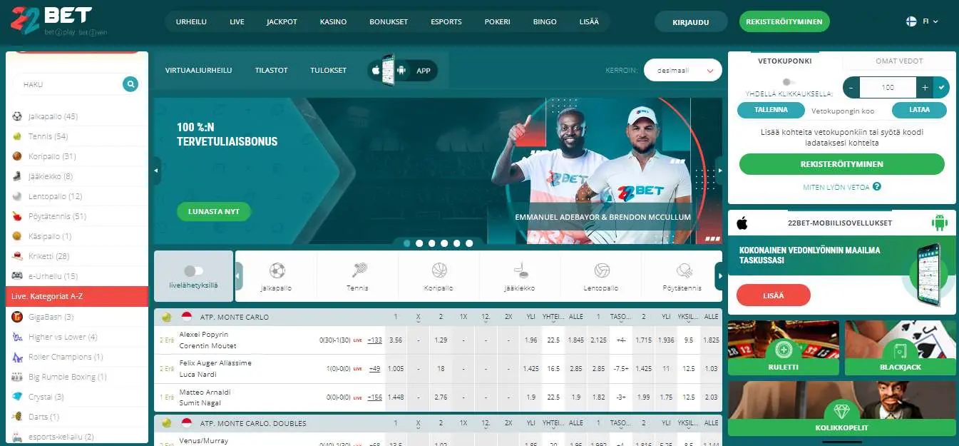 22Bet Sport Betting, vedonlyontisivustot.tv