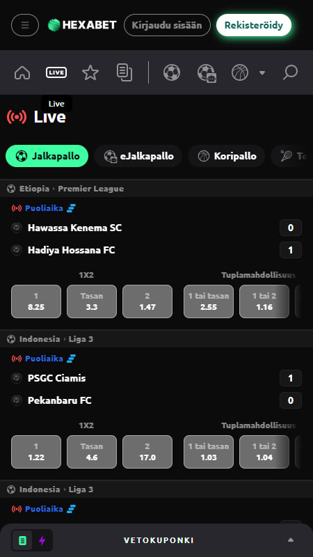 Hexabet Live-vedonlyönti