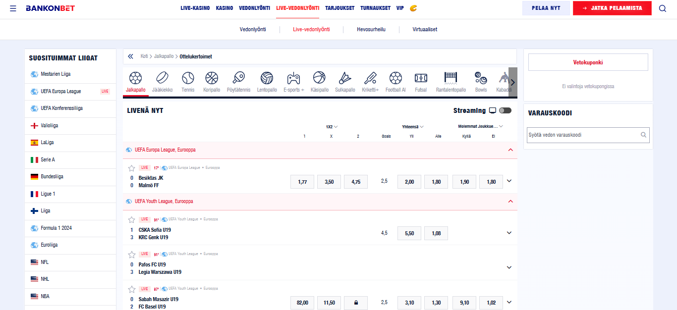 Bankonbet Bookmaker Live-vedonlyönti, vedonlyontisivustot.tv