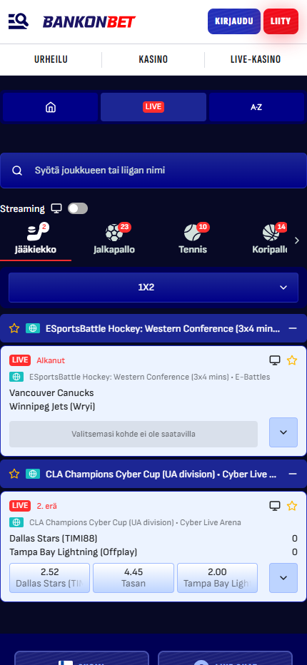 Bankonbet app screenshot
