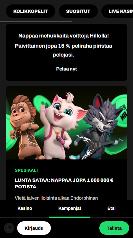Bonukset ja tarjoukset Hillolla