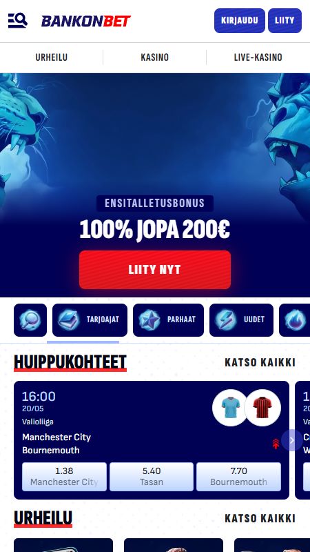 Online bankonbet kotisivu
