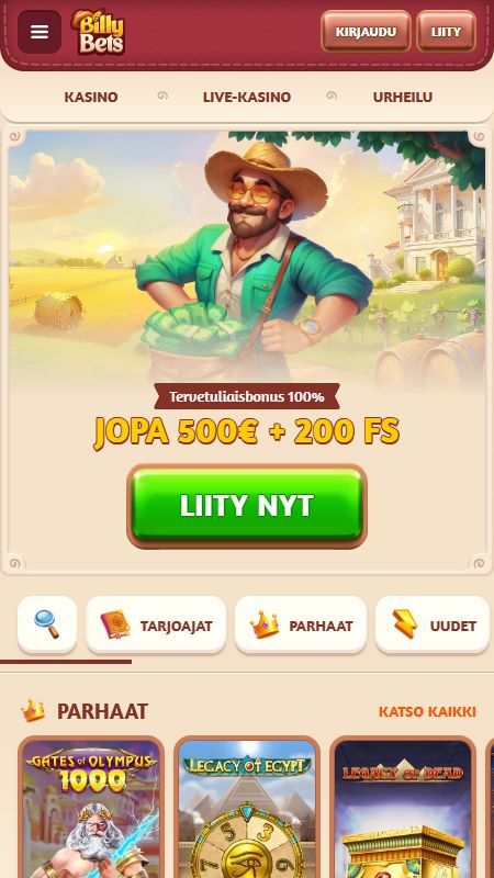 Online billybets kotisivu