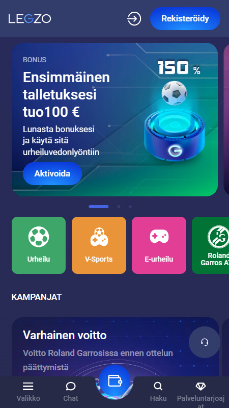 Legzo bookmaker page