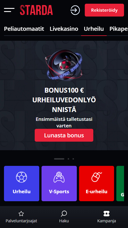 Starda Bookmaker page