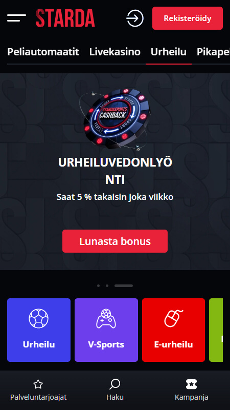 Starda Bookmaker Cashback bonus