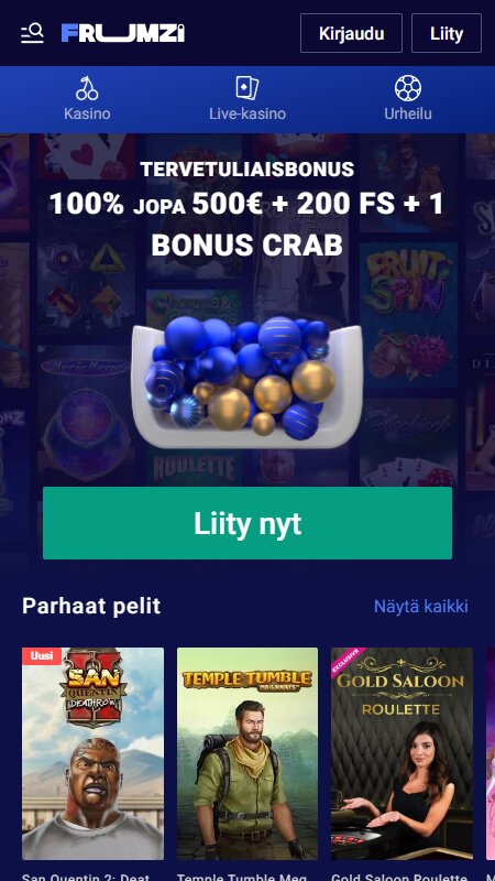 Frumzi casino home page