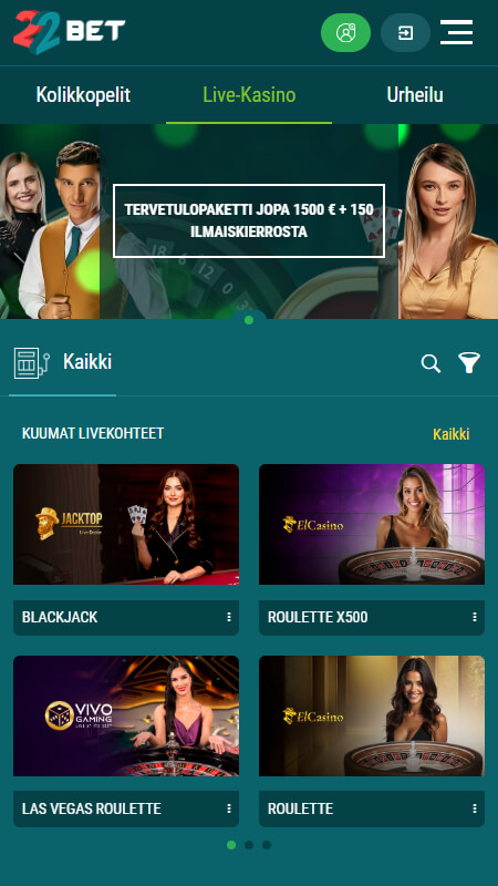 22Bet live casino
