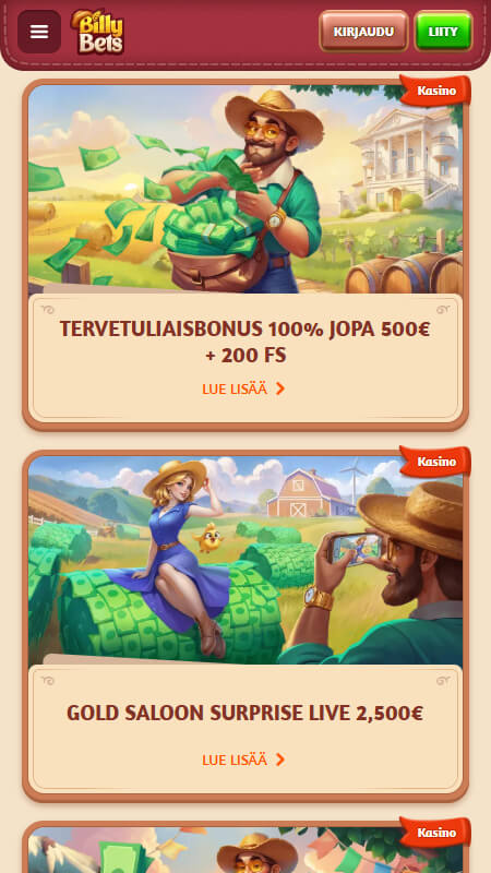 BillyBets casino bonuses