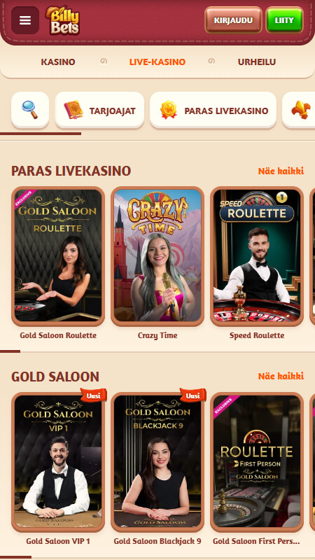 BillyBets live casino