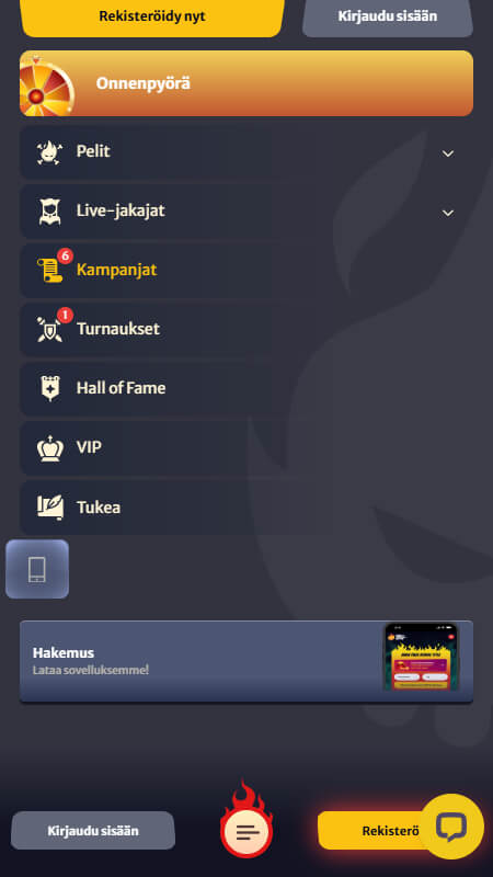 HellSpin menu applications
