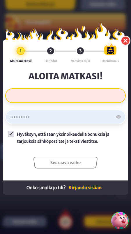 HellSpin Casino registration step 1