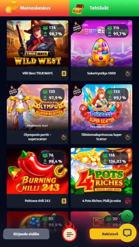 Hellspin Casino slot játékok képernyőképe