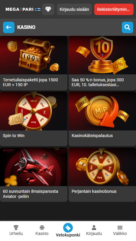 Megapari casino bonuses