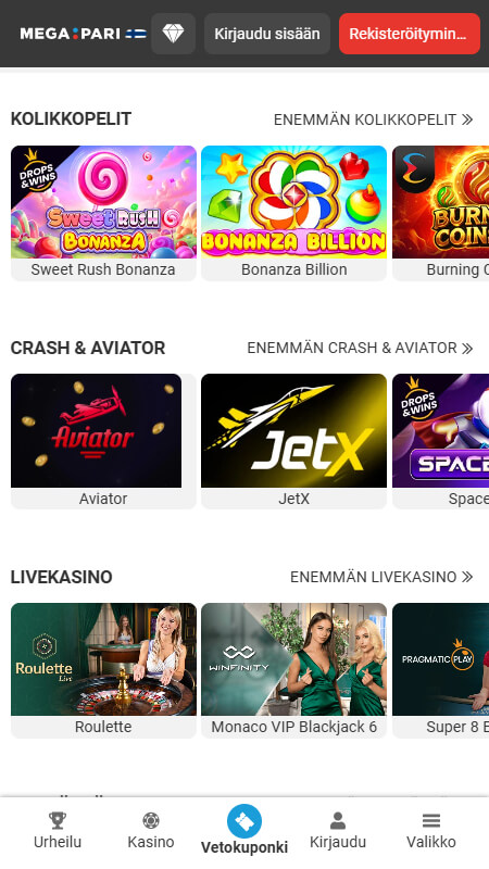 Megapari casino games