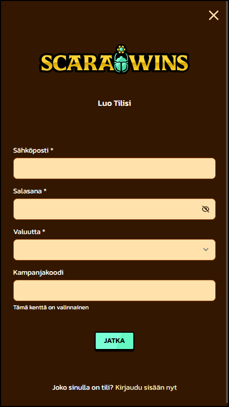 Scarabet start registration