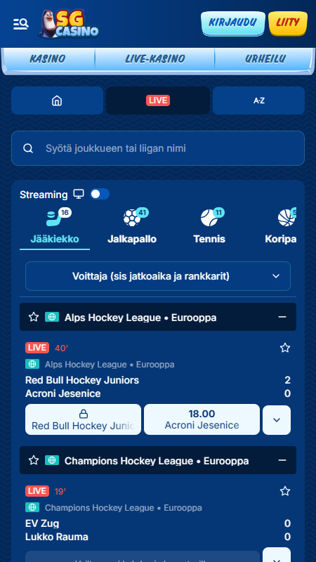 SG Casino live sports betting