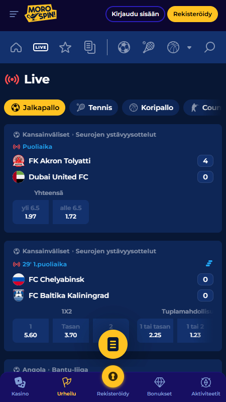 MoroSpin live sports betting