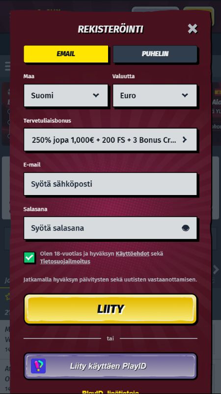 Tilin luominen AllySpinssa